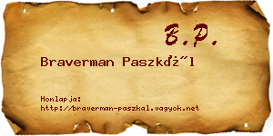 Braverman Paszkál névjegykártya